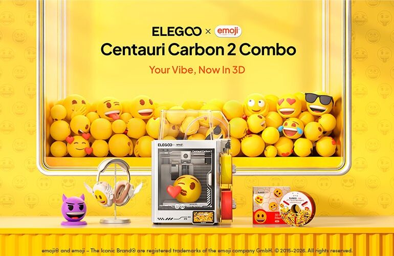 Creative Expression Takes Shape 🎨✨ ELEGOO Partners with emoji® – The Iconic Brand for a Special Co-Branded 3D Printer Centauri Carbon 2 Combo Edition 🚀😊